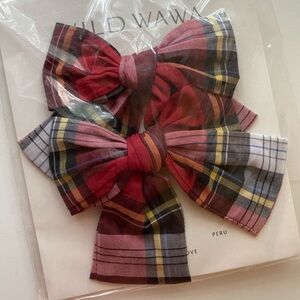 Wild Wawa Tartan Red Hair Clip Set / NIB